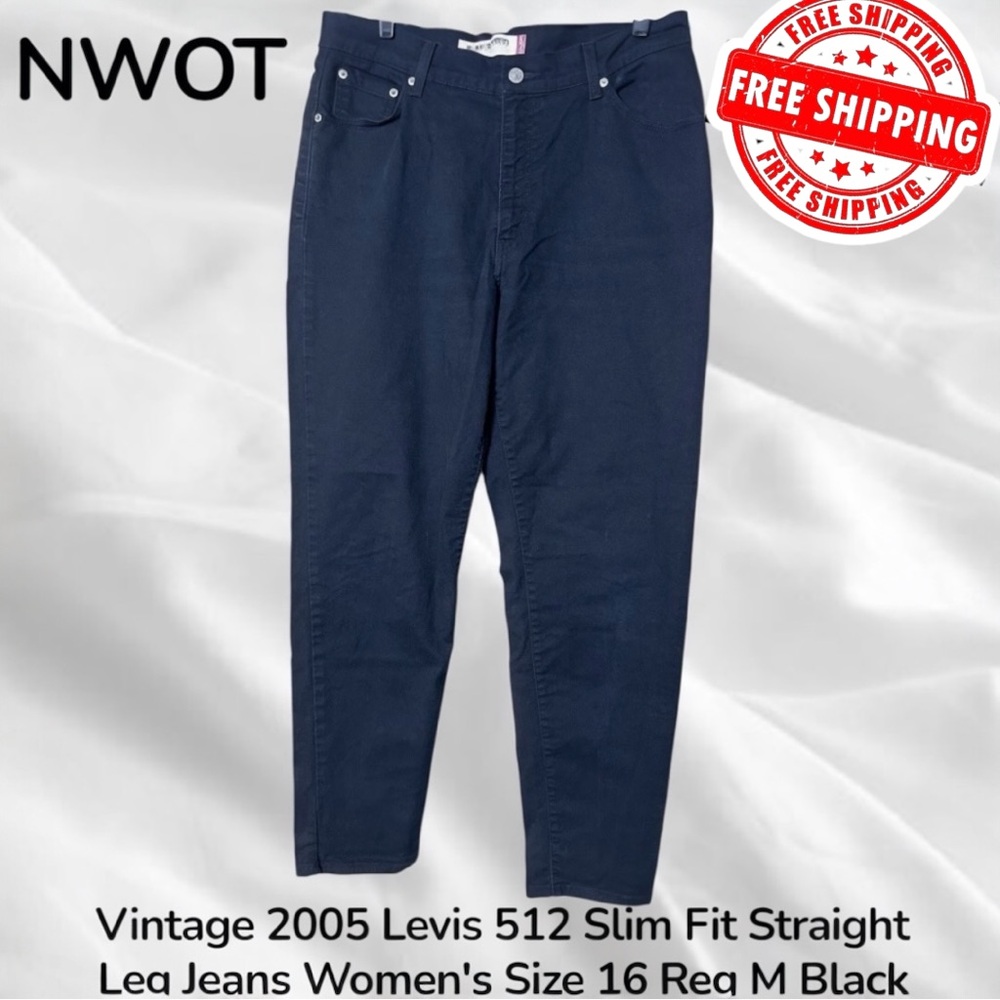 Vintage 2005 Levis 512 Slim Fit Tapered Leg Jeans Women's Size 16 Reg M Black